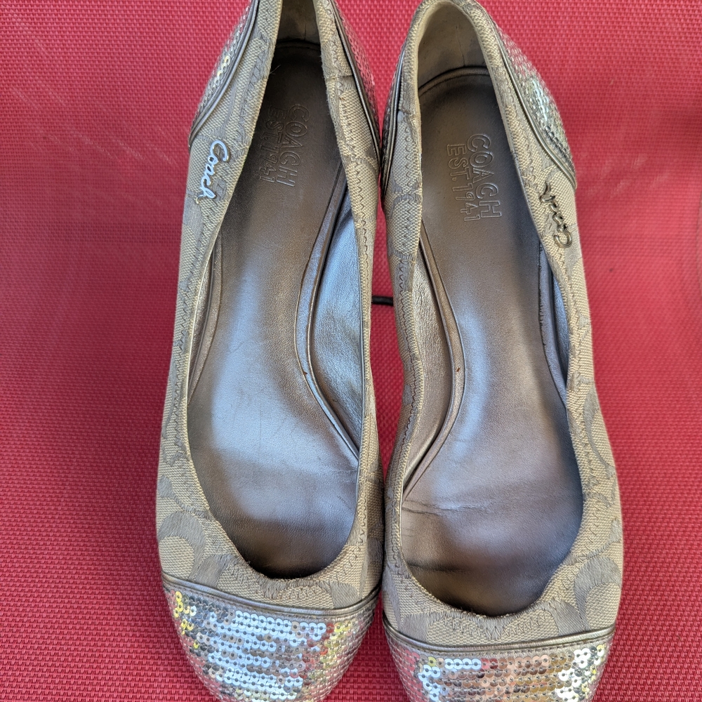 Coach Women's Greyish Brown Sequin Pumps